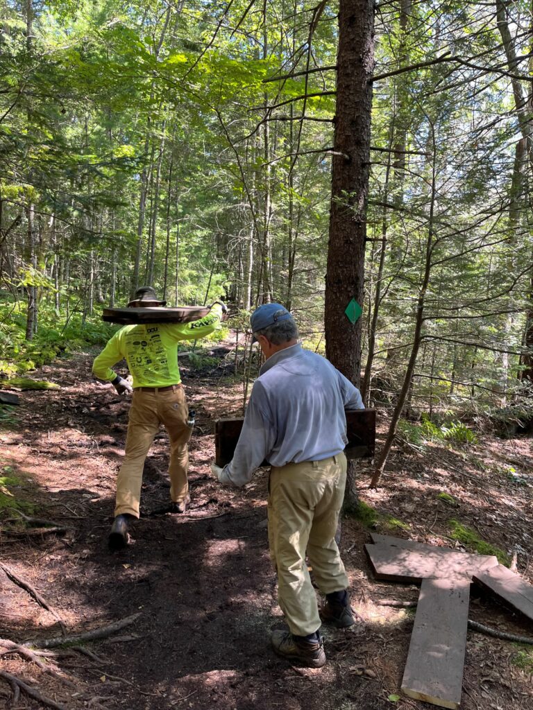 Carrying lumber from old boardwalks